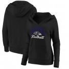 Women's Baltimore Ravens Black Victory Script V Neck Pullover Hoodie