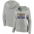 Women's Baltimore Ravens Heather Gray Stronger Together Crossover Neck Printed Pullover Hoodie 0704