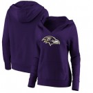 Women's Baltimore Ravens Purple Primary Team Logo V Neck Pullover Hoodie