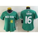 Women's Boston Red Sox #16 Jarren Duran Green 2025 City Connect Player Name Limited Jersey
