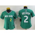 Women's Boston Red Sox #2 Alex Bregman Green 2025 City Connect Player Name Limited Jersey