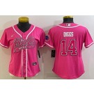 Women's Buffalo Bills #14 Stefon Diggs Limited Pink Baseball Jersey