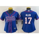 Women's Buffalo Bills #17 Josh Allen Blue Baseball Jersey