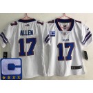 Women's Buffalo Bills #17 Josh Allen Limited White C Patch Vapor Jersey