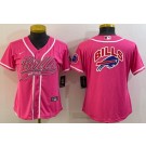 Women's Buffalo Bills Blank Pink Team Logo Baseball Jersey