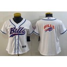 Women's Buffalo Bills Blank White Team Logo Baseball Jersey