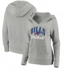 Women's Buffalo Bills Gray Victory Script V Neck Pullover Hoodie
