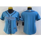 Women's Carolina Panthers Blank Blue Baseball Jersey