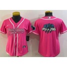 Women's Carolina Panthers Blank Limited Pink Team Logo Baseball Jersey