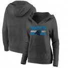 Women's Carolina Panthers Charcoal First String V Neck Pullover Hoodie