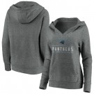 Women's Carolina Panthers Gray Iconic League Leader V Neck Pullover Hoodie