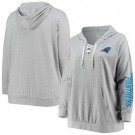 Women's Carolina Panthers Gray Lace Up Pullover Hoodie