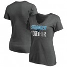 Women's Carolina Panthers Heather Charcoal Stronger Together V Neck Printed T-Shirt 0849