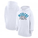 Women's Carolina Panthers Starter White Half Ball Team Pullover Hoodie