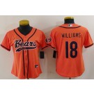 Women's Chicago Bears #18 Caleb Williams Limited Orange Fashion Baseball Jersey