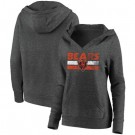 Women's Chicago Bears Charcoal First String V Neck Pullover Hoodie