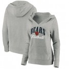 Women's Chicago Bears Gray Victory Script V Neck Pullover Hoodie