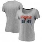 Women's Chicago Bears Heather Charcoal Stronger Together V Neck Printed T-Shirt 0805
