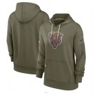 Women's Chicago Bears Olive 2022 Salute To Service Performance Pullover Hoodie
