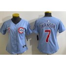Women's Chicago Cubs #7 Dansby Swanson Baby Blue Limited Jersey