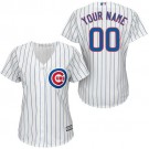 Women's Chicago Cubs Customized White Strip Cool Base Jersey