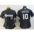 Women's Chicago White Sox #10 Yoan Moncada Black Player Number 2021 City Cool Base Jersey