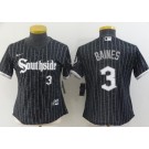 Women's Chicago White Sox #3 Harold Baines Black Player Number 2021 City Cool Base Jersey