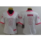 Women's Cincinnati Bengals #9 Joe Burrow Limited White Pink Vapor Untouchable Jersey