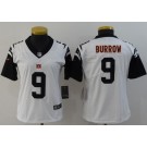 Women's Cincinnati Bengals #9 Joe Burrow Limited White Rush Color Jersey