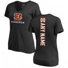 Women's Cincinnati Bengals Black Personalized NFL Pro Line Playmaker V Neck T-Shirt