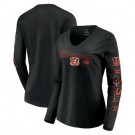 Women's Cincinnati Bengals Black Super Bowl LVI Bound Hollywood Action Long Sleeves V Neck T-Shirt