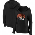 Women's Cincinnati Bengals Black Victory Script V Neck Pullover Hoodie