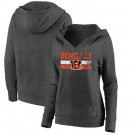 Women's Cincinnati Bengals Charcoal First String V Neck Pullover Hoodie