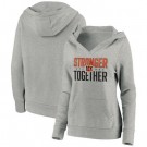 Women's Cincinnati Bengals Heather Gray Stronger Together Crossover Neck Printed Pullover Hoodie 0723