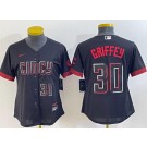 Women's Cincinnati Reds #30 Ken Griffey Black 2023 City Player Number Cool Base Jersey