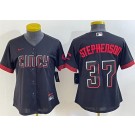 Women's Cincinnati Reds #37 Tyler Stephenson Black 2023 City Cool Base Jersey