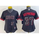 Women's Cincinnati Reds #37 Tyler Stephenson Black 2023 City Player Number Cool Base Jersey