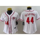 Women's Cincinnati Reds #44 Elly De La Cruz White Player Number Cool Base Jersey