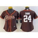 Women's Cleveland Browns #24 Nick Chubb Limited Brown Baseball Jersey