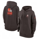 Women's Cleveland Browns Brown Sideline Club Fleece Pullover Hoodie