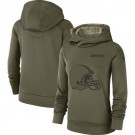 Women's Cleveland Browns Olive Salute To Service Printed Pullover Hoodie
