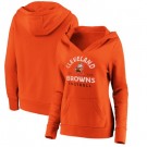 Women's Cleveland Browns Orange Vintage Arch V Neck Pullover Hoodie