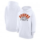 Women's Cleveland Browns Starter White Half Ball Team Pullover Hoodie