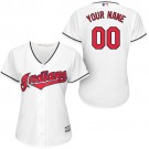 Women's Cleveland Indians Customized White Cool Base Jersey
