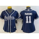 Women's Dallas Cowboys #11 Micah Parsons Limited Navy Baseball Jersey
