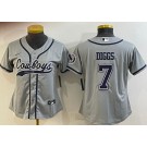 Women's Dallas Cowboys #7 Trevon Diggs Limited Gray Baseball Jersey