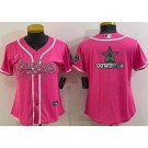 Women's Dallas Cowboys Blank Limited Pink Team Logo Baseball Jersey