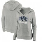 Women's Dallas Cowboys Gray Victory Script V Neck Pullover Hoodie