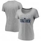 Women's Dallas Cowboys Heather Charcoal Stronger Together V Neck Printed T-Shirt 0857