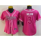 Women's Denver Broncos #3 Russell Wilson Limited Pink Baseball Jersey